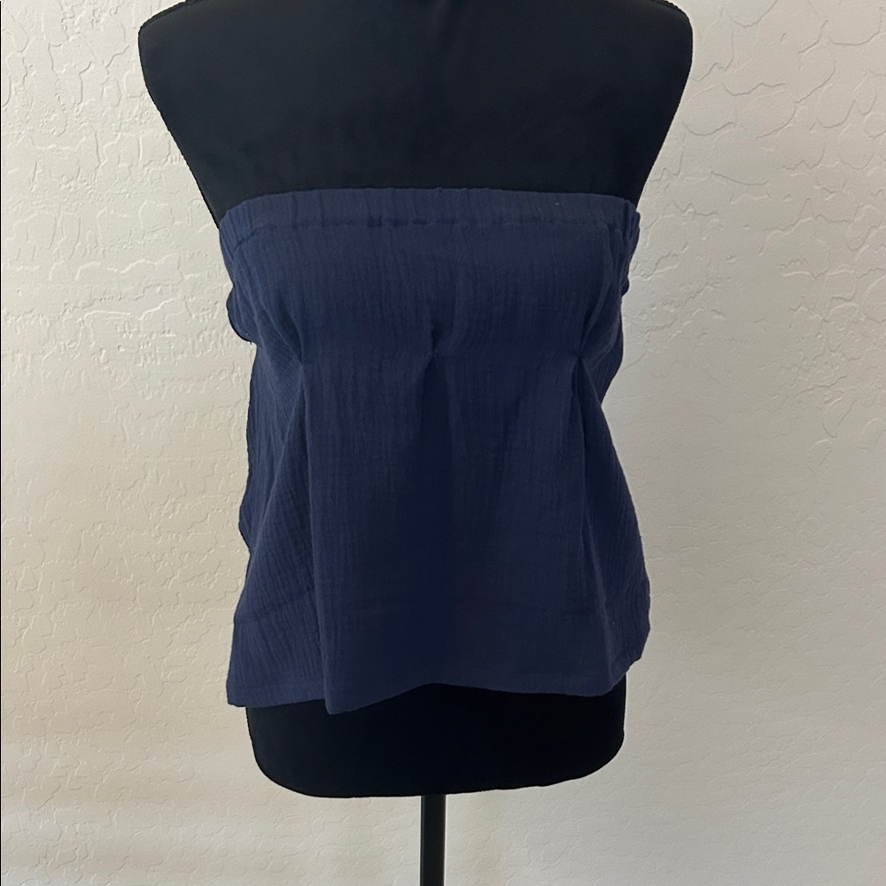 Strapless Navy Babydoll Tube Top